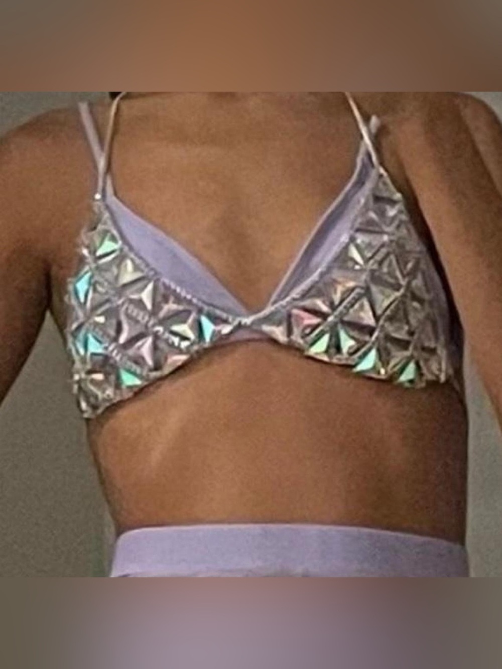 Festival rave rhinestone iridescent bra s